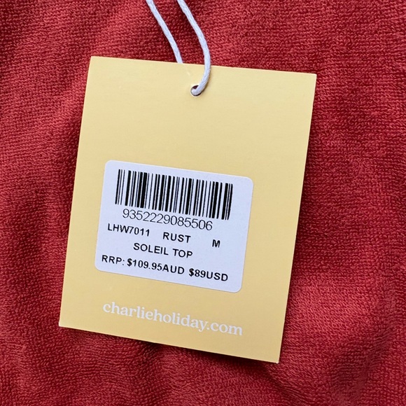 Anthropology Charlie Holiday Rust Soleil Terrycloth Crop Top M - Picture 5 of 8